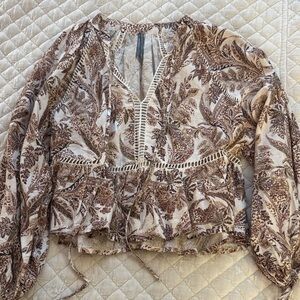 Anthropologie Brown Floral Blouse